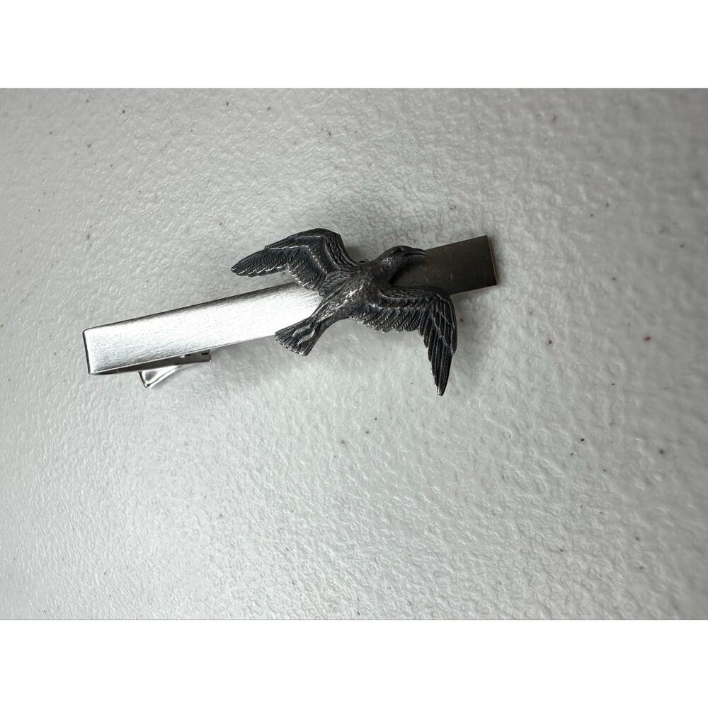 Vintage 925 Sterling Silver Bird Tie Clip Bar – Solid Silver Bird on Steel Base